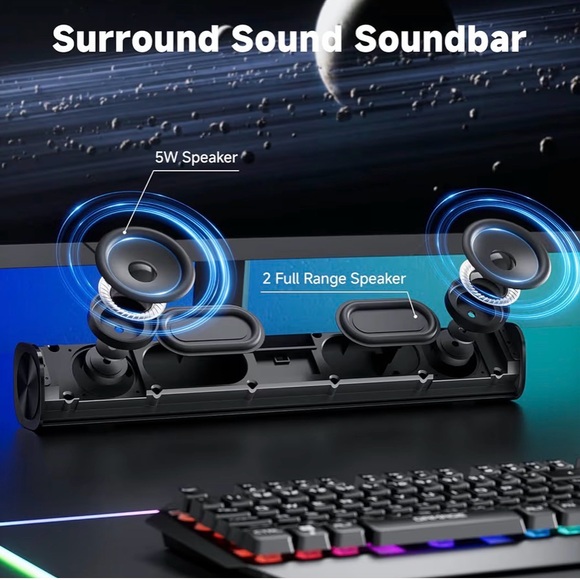 R100 Bluetooth / Wired Computer Monitor Speakers LED Light - Picture 3 of 7